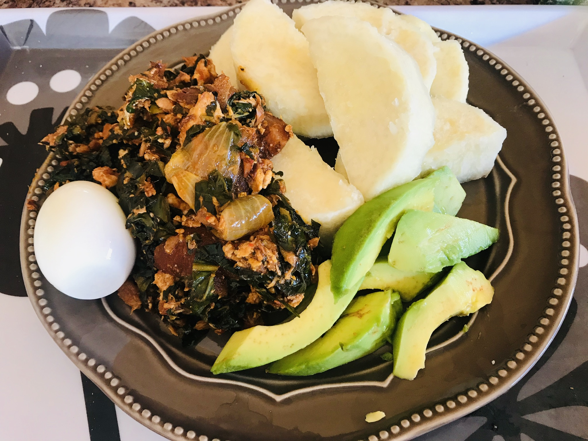 Yam with Palava Sauce